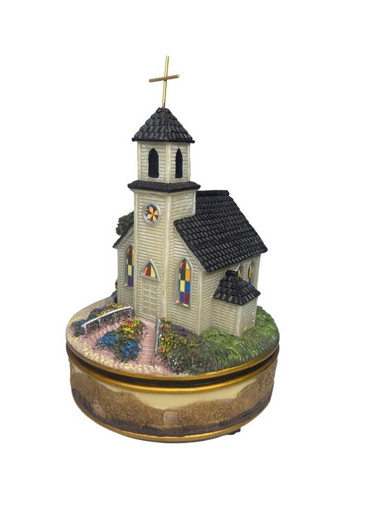 WMG Other - Collections Handcrafted 2010 Church Music Box With Stained Glass Accents
